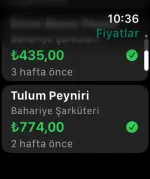Apple Watch ekranı: takip edilen fiyatlar